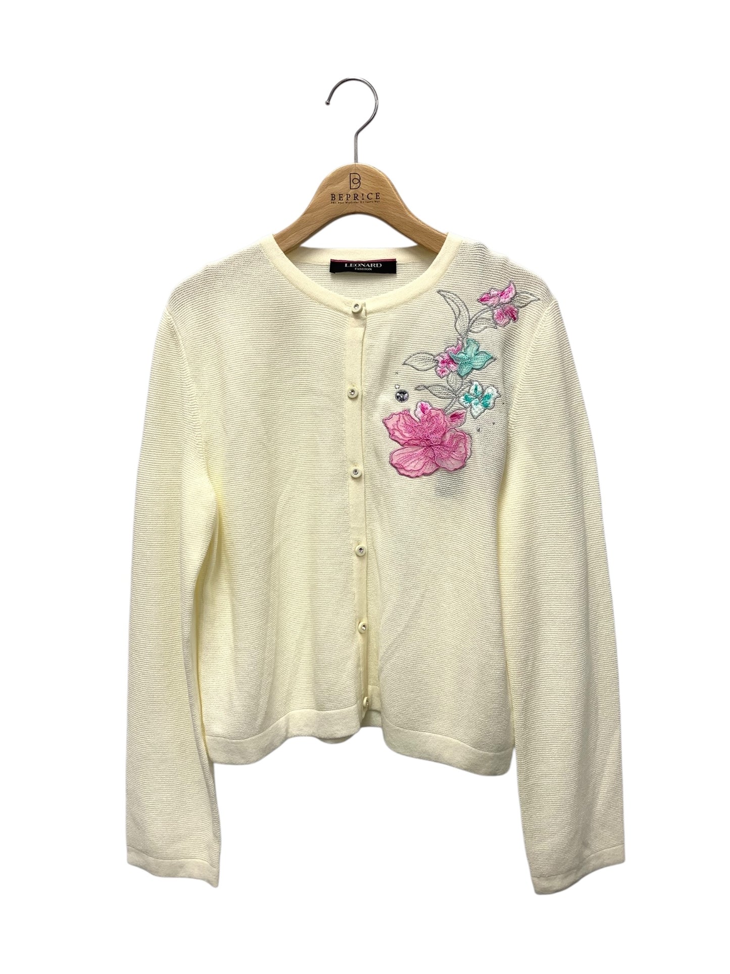 レオナールファッション 52F361351 カーディガン 4 ホワイト 刺繍 ITSLVRSIDCQE