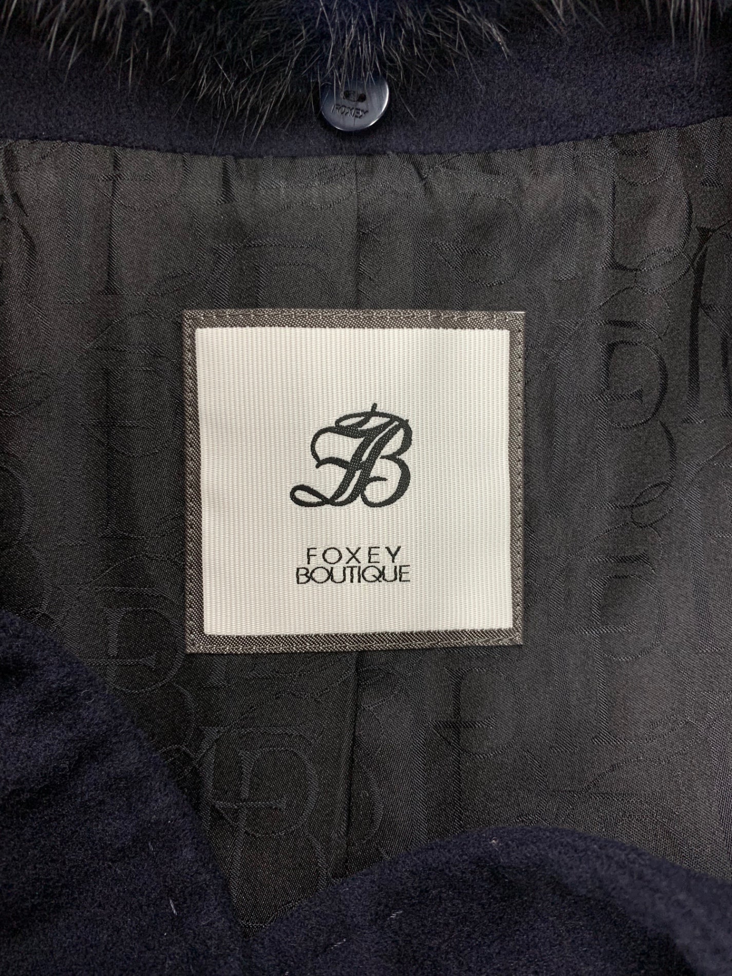 フォクシーブティック Coat Conserved Foxey 39265 コート 40 ネイビー カシミヤ ミンクファー ITU2LUDPF3CG