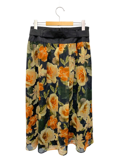 エムズグレイシー シフォンフラワープリント 517307 スカート 40 ネイビー ITQI8YB5GHPC