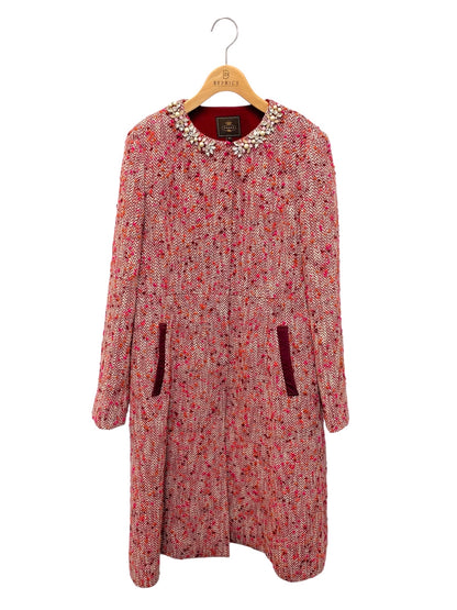 トッカ COTOIA0330 コート 4 レッド ツイード ビジュー ラインストーン ITER8C5F1BH8