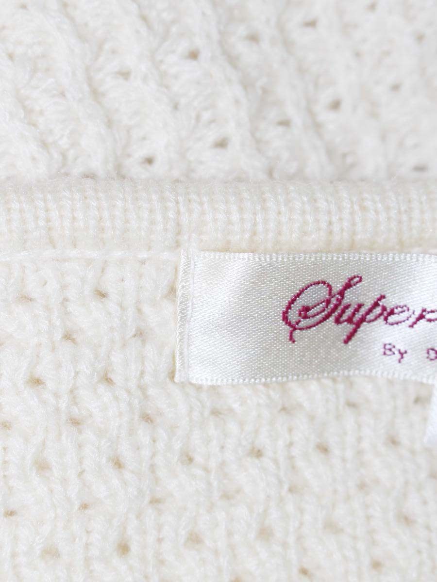 スーパービューティー カーディガン 40 アイボリー 編み込み バラ 刺繍 ITHG0RRMRLPS