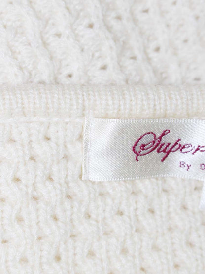 スーパービューティー カーディガン 40 アイボリー 編み込み バラ 刺繍 ITHG0RRMRLPS
