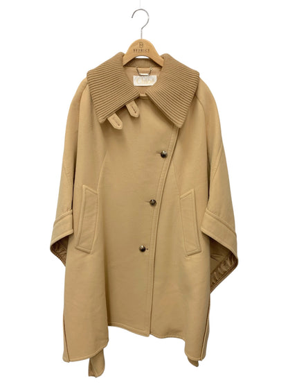 クロエ CHC19WMA 2707827834 ポンチョ 34 ベージュ シルバーボタン ニット襟 ITAN6PRZFZAC