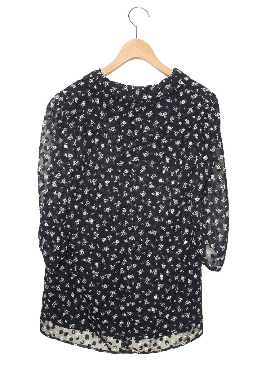 エムズグレイシー 410305 トップス 38 ブラック 花 ドット リボン IT80LPUK9PCO