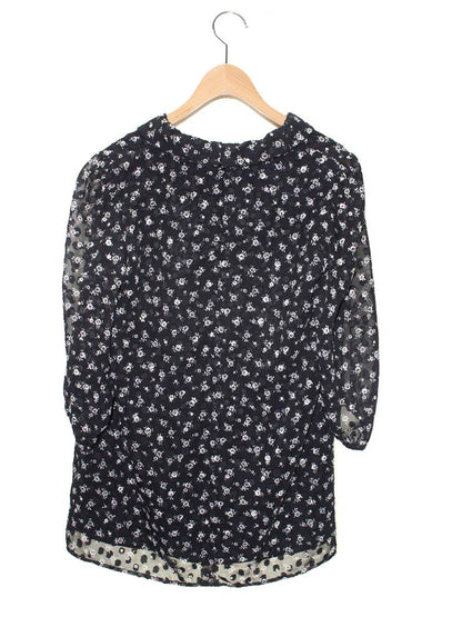 エムズグレイシー 410305 トップス 38 ブラック 花 ドット リボン IT80LPUK9PCO