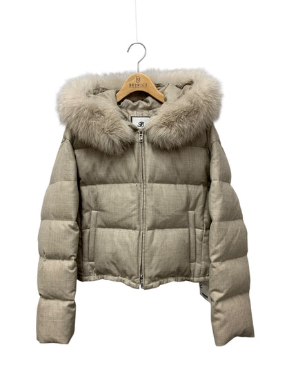 フォクシーブティック Dahlia 44582 ダウンジャケット 38 ベージュ フォックスファー IT3WCOYC49Y8