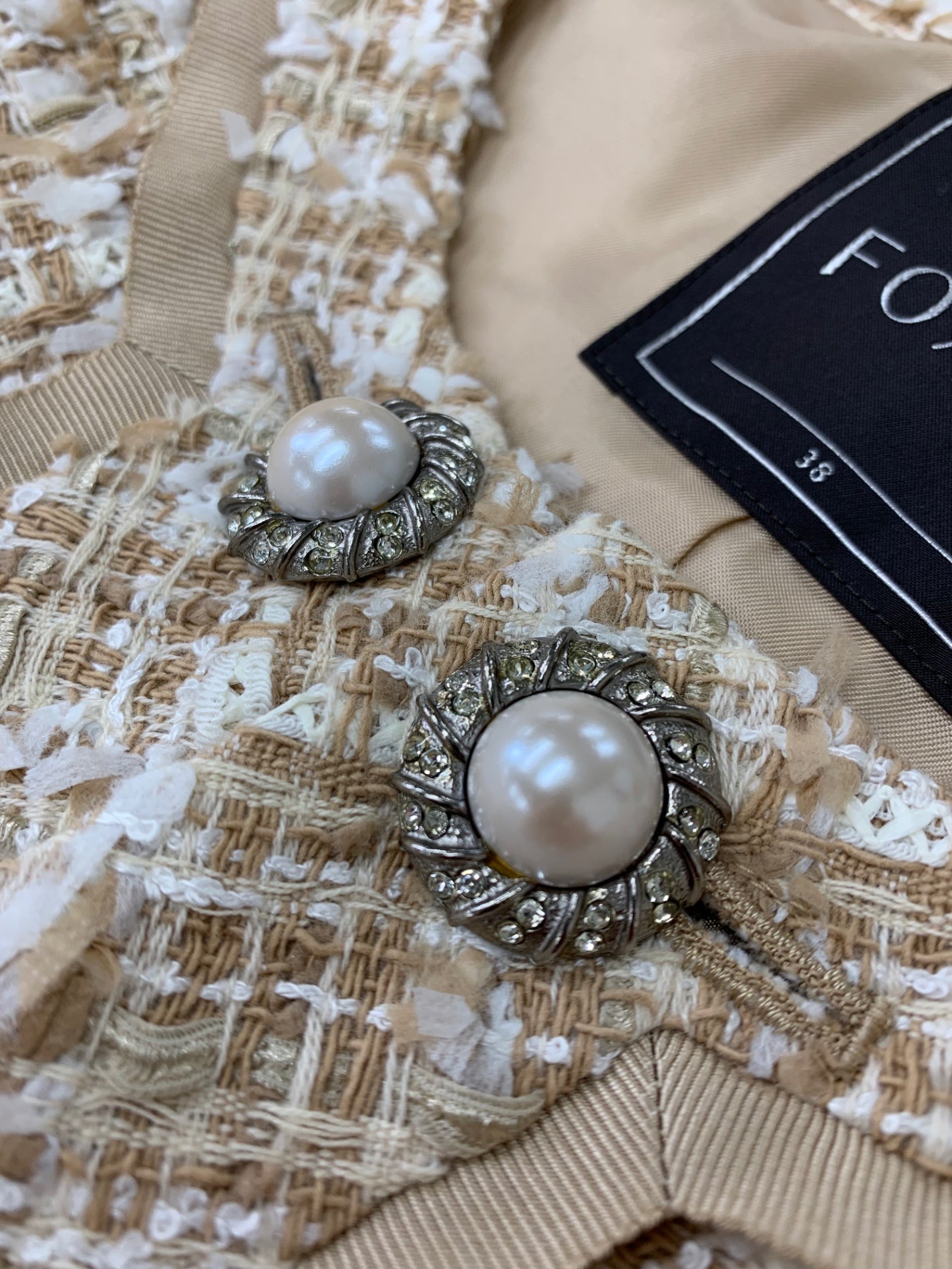 フォクシーブティック Petit Triomphe プチトリオンフ 39873 ジャケット 38 ベージュ ツイード IT9I3Q4GVCQO