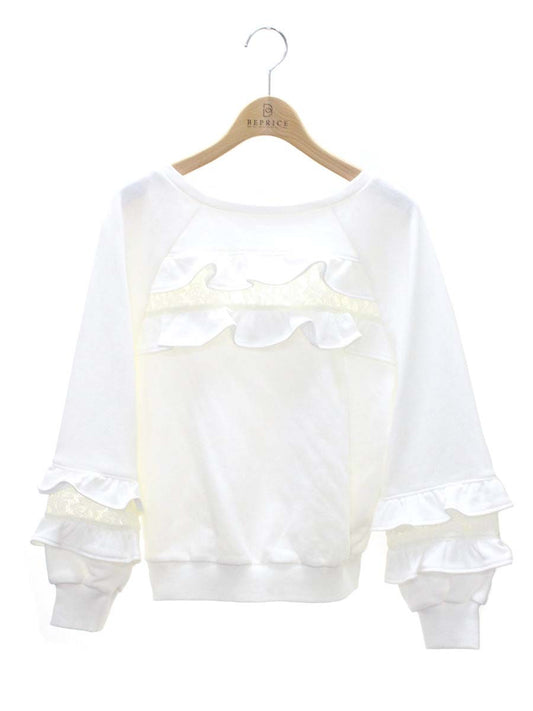 グレースコンチネンタル フリルラグラン裏毛トップ 0121142161 36 ホワイト IT18BEIT24FO