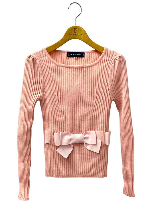 エムズグレイシー 528573 ニット セーター 38 ピンク リブ リボン ITJC4GX3THJB