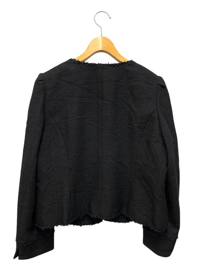 トゥービーシック W7E02-704-09 ジャケット 46 ブラック ツイード ノーカラー IT5X5PR5DXIO