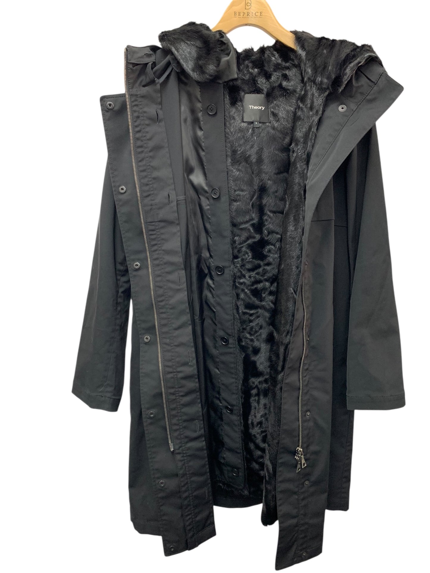 セオリー 01-9160802-050-902 コート S ブラック 2WAY ファー ITTIMMS71K6C