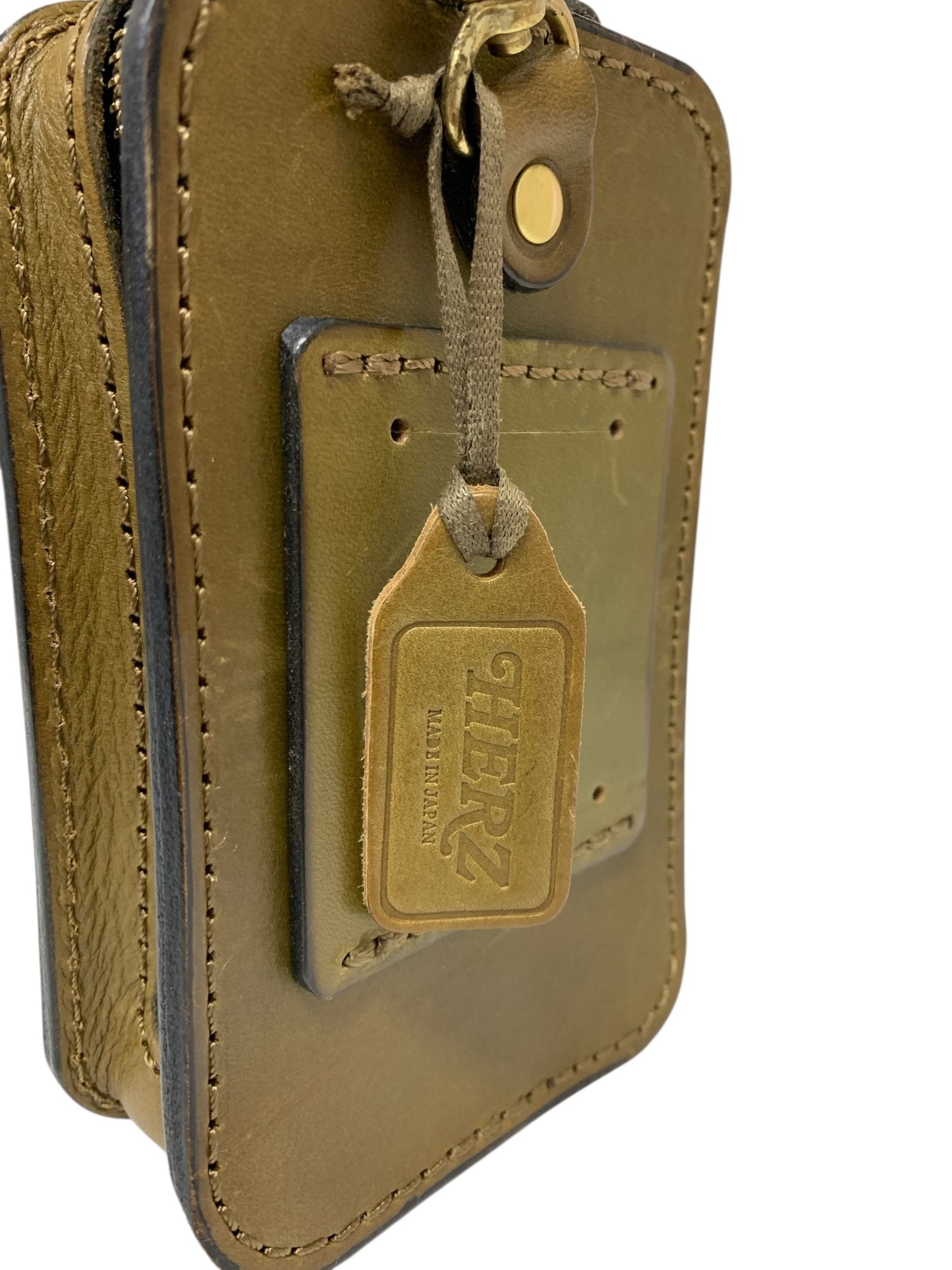 ヘルツ 前ポケット付ベルトポーチ・横型 ウエストバッグ ブラウン ラティーゴ ハードレザー ITJ1YUQEN38P