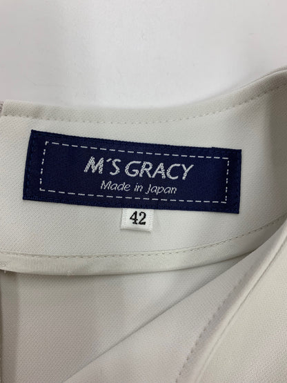 エムズグレイシー フェイクファーポンポンつきジャケット 414509 ブラウス 42 グレー IT77PGCQPCRG