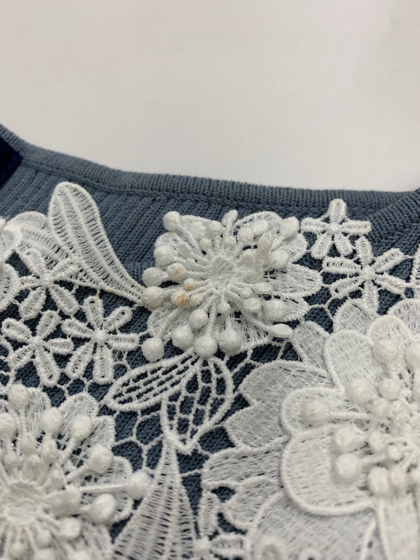 エムズグレイシー 418332 カットソー 38 ライトブルー 刺繍 リブ ITUHX8TPESP4