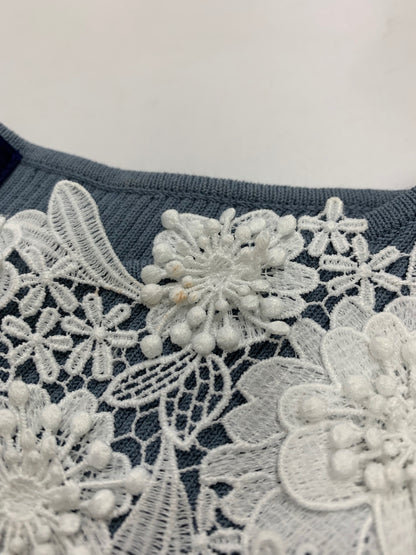 エムズグレイシー 418332 カットソー 38 ライトブルー 刺繍 リブ ITUHX8TPESP4