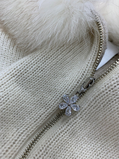 ルネ 6232050 ポンチョ F アイボリー カシミヤ混 フォックスファー ニット ケープ ITBNCIN7DBEO 【SALE】