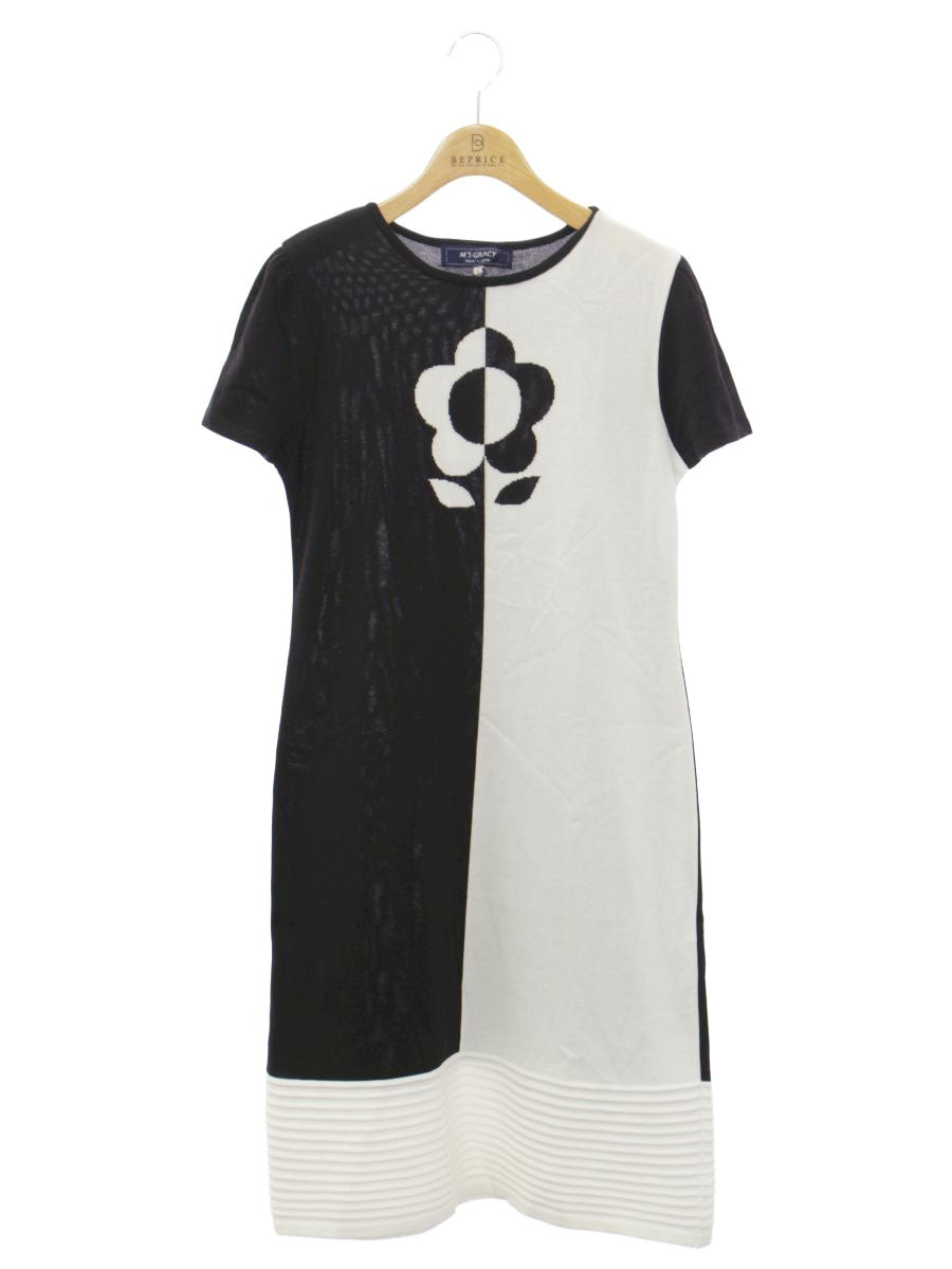 エムズグレイシー Black & White Knit One-piece 918130 ワンピース 40 ブラック/ホワイト ニット ITCSGV9YI5JF
