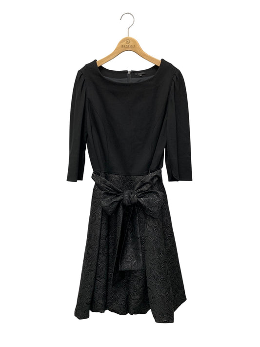 トゥービーシック W7J52-227-09 ワンピース 46 ブラック 異素材ミックス バックジップ クルーネック IT00AAYALZFI