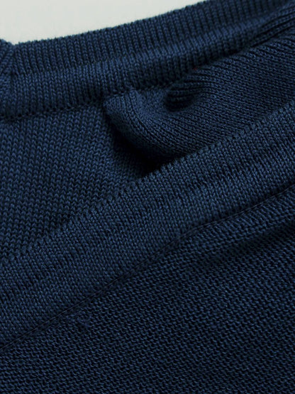 ルネ 5332031 ノースリーブニット 34 ネイビー フリル Vネック ITXXCI795YJK