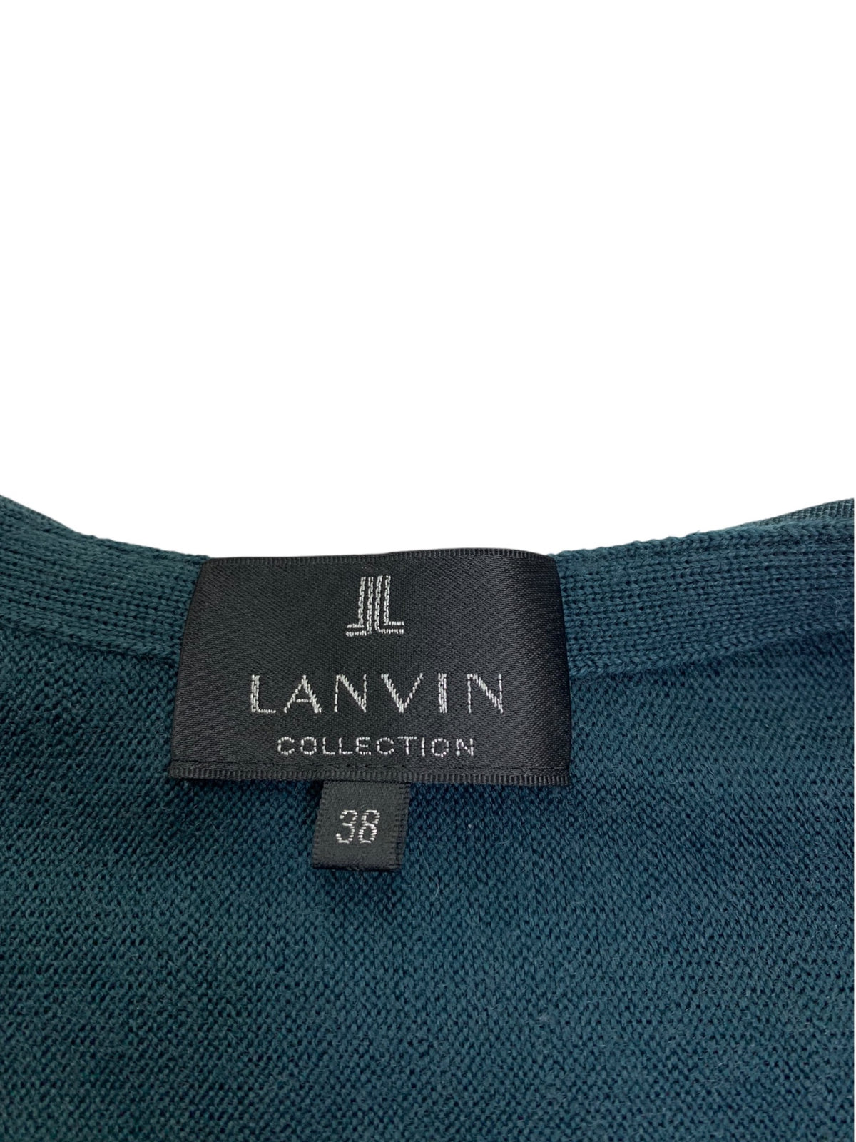 ランバンコレクション メリノウール チュールドッキングカーディガン 2505842 38 グリーン 25AW ITQDKP92JFFR
