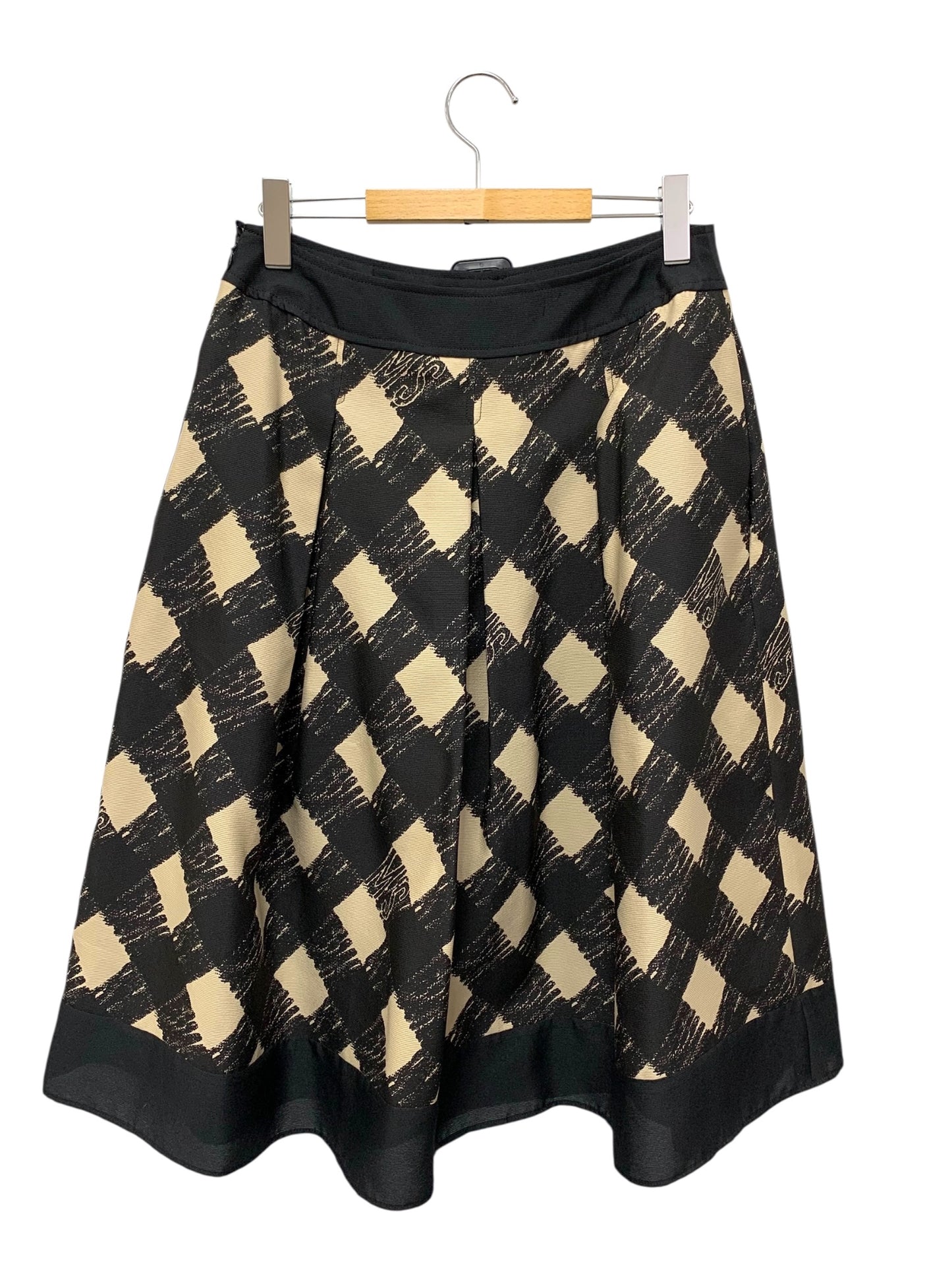 エムズグレイシー バイヤスチェックタックスカート 517318 42 ブラック チェック ロゴ ITU9YN56V9D5