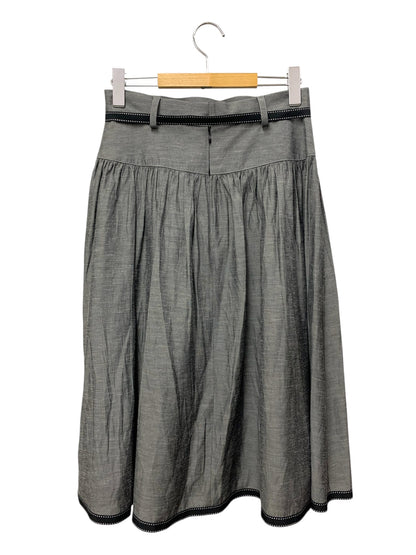 エムズグレイシー 417343 スカート 38 グレー 麻混リボン付き ITH9IMGXDLJ8