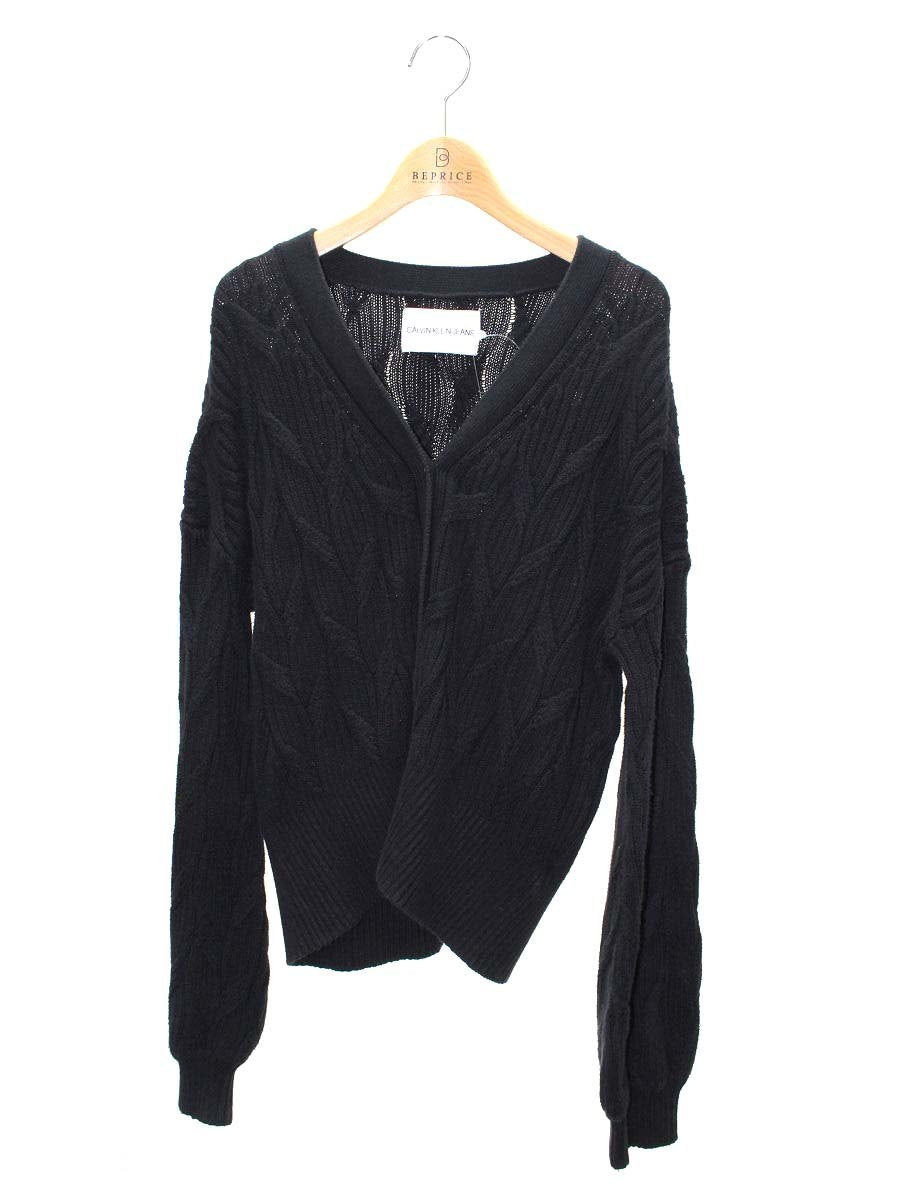 カルバンクラインジーンズ J213507 カーディガン M ブラック ケーブルニット IT0WES9YY7B4