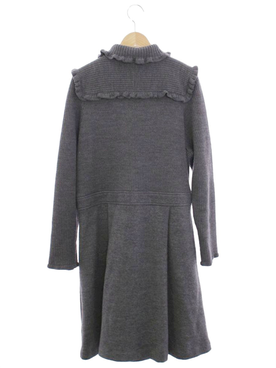トゥービーシック W7F08-634-07 ワンピースコート 46 グレー ニット フリル IT2UVYED1S6A