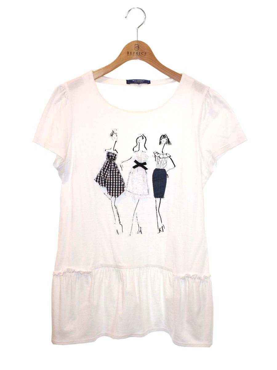 エムズグレイシー 725331 Tシャツチュニック 40 ホワイト ガールズプリント ITUXMB0LPA2U