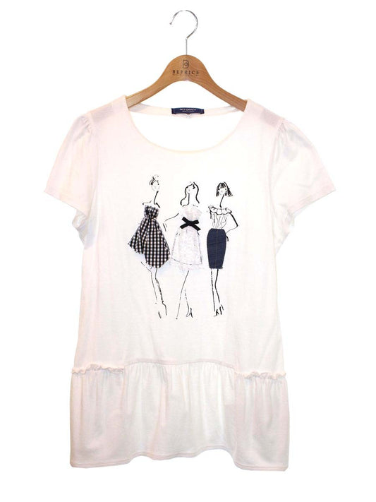 エムズグレイシー 725331 Tシャツチュニック 40 ホワイト ガールズプリント ITUXMB0LPA2U