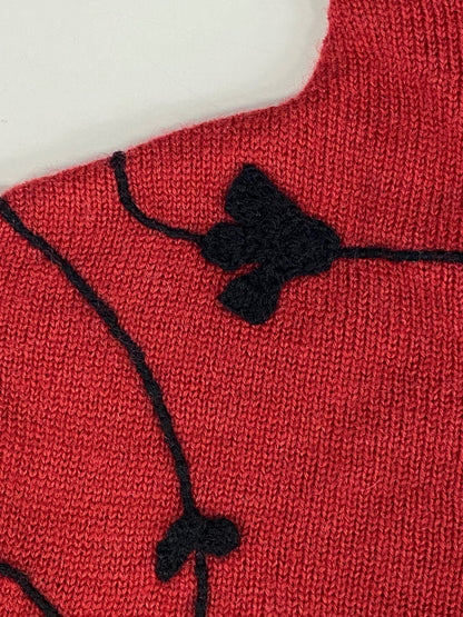 シビラ GBFAV-55190 ニット 40 レッド フラワーモチーフ 刺繍 ITWC0N48NMEY
