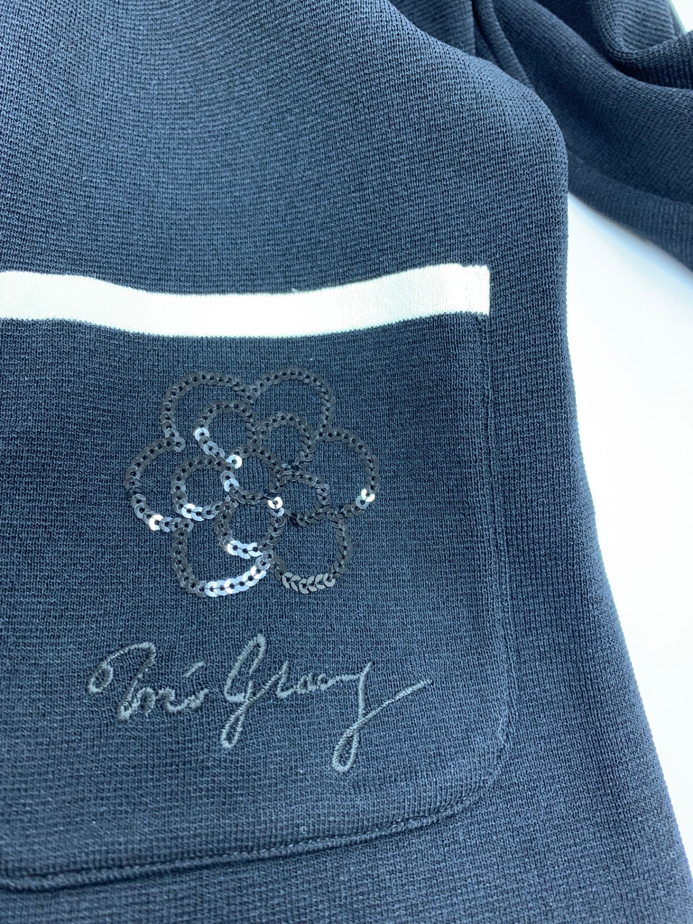 エムズグレイシー 318102 カーディガン 38 ブラック スパンコール カメリア ジップアップファスナー ITEQ2TBYIYIW