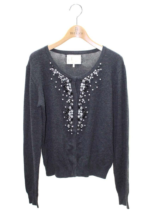 チェスティ 9W112 カーディガン F グレー ビーズ フラワー ITFLAQKYOX9Y