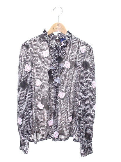 エムズグレイシー 010510 ブラウス 38 ブラウン フラワーモチーフ パールボタン ITGZ065E9HWS