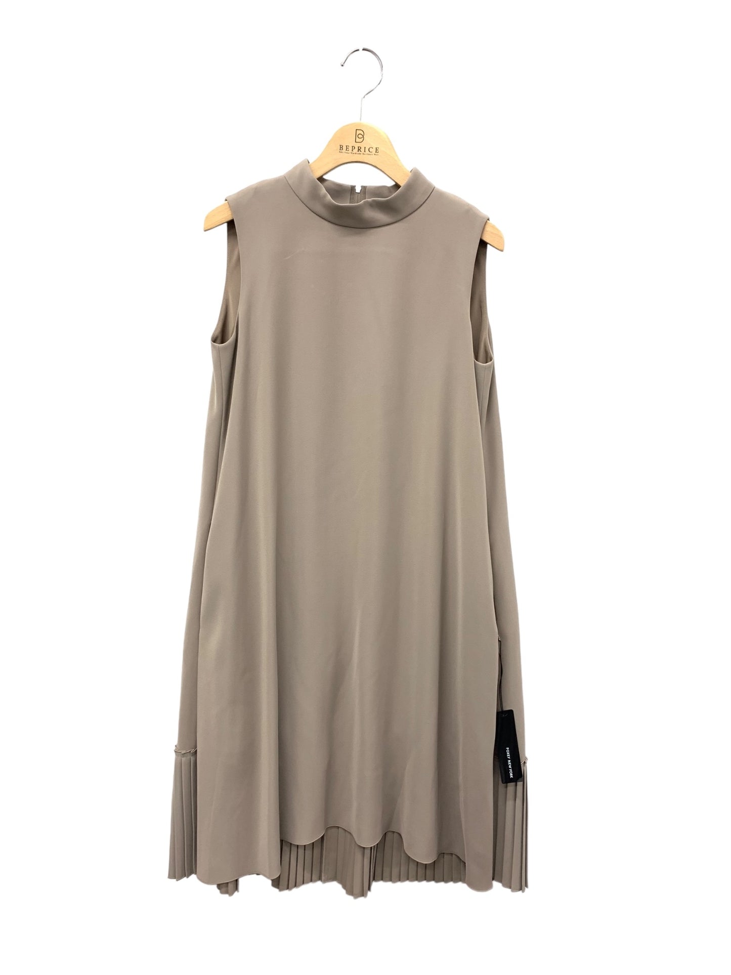 フォクシーニューヨーク Dress 38191 ワンピース 38 ブラウン 裾プリーツ バックジップ IT6YUYPRF1IG