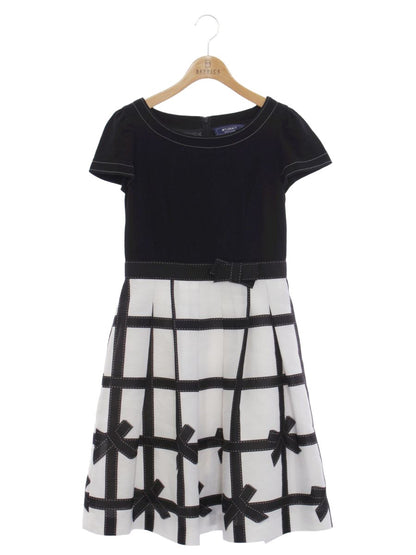 エムズグレイシー Ribbon Check Dress 811317 ワンピース 36 ホワイト 半袖 リボン チェック ITJUAD83C5ME