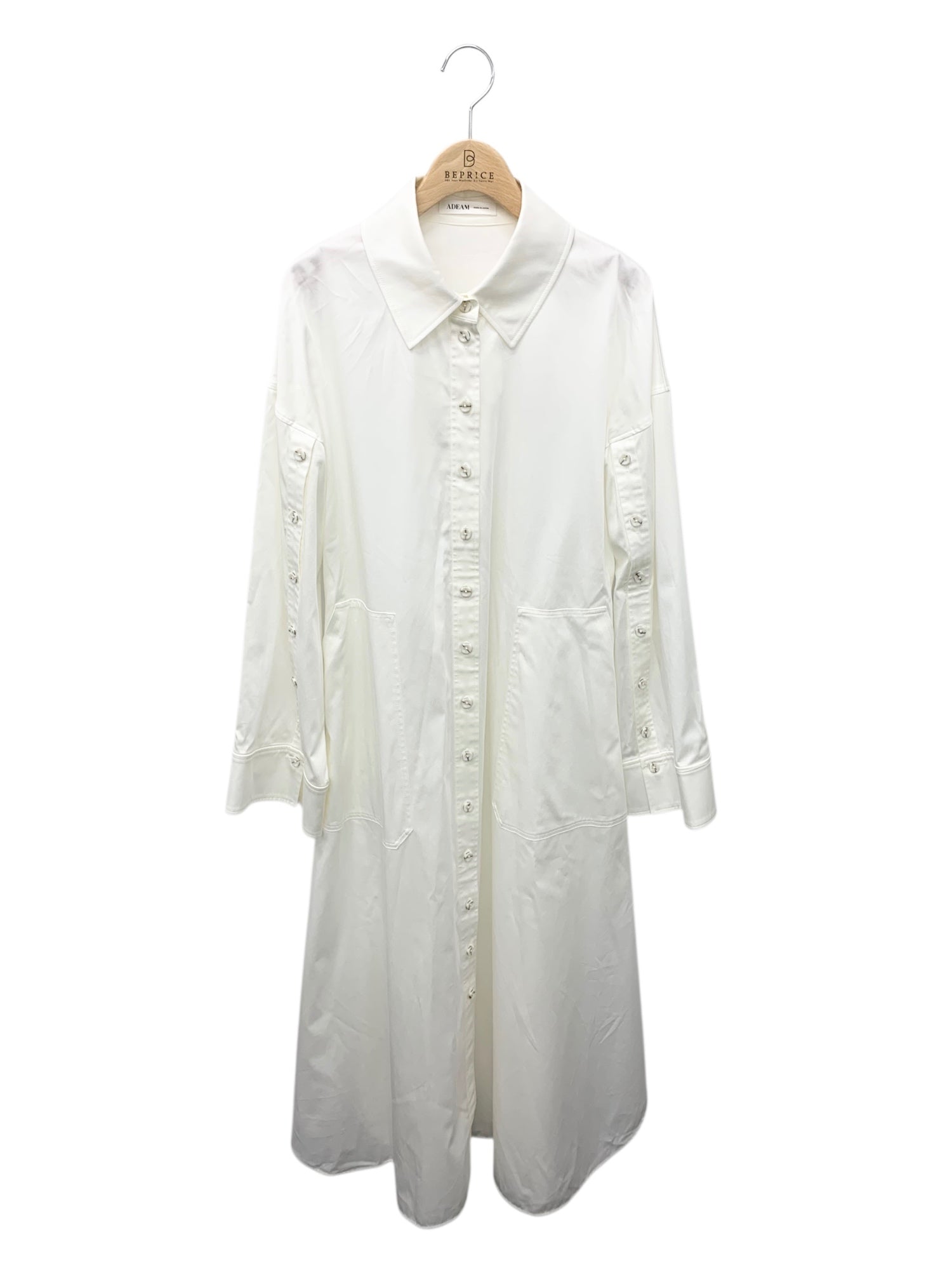 ADEAM アディアム　シャツワンピース ドレス　ホワイト アディアム Museum Dress ミュージアム ドレス 43130 シャツワンピース