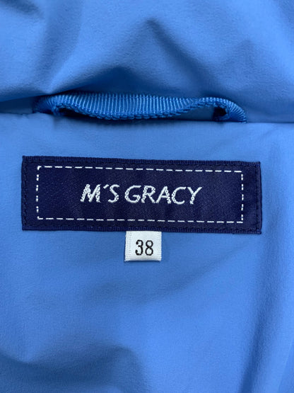 エムズグレイシー ペプラム付きショート 219607 ダウンジャケット 38 ブルー フリル ITGR3I0FU6VK