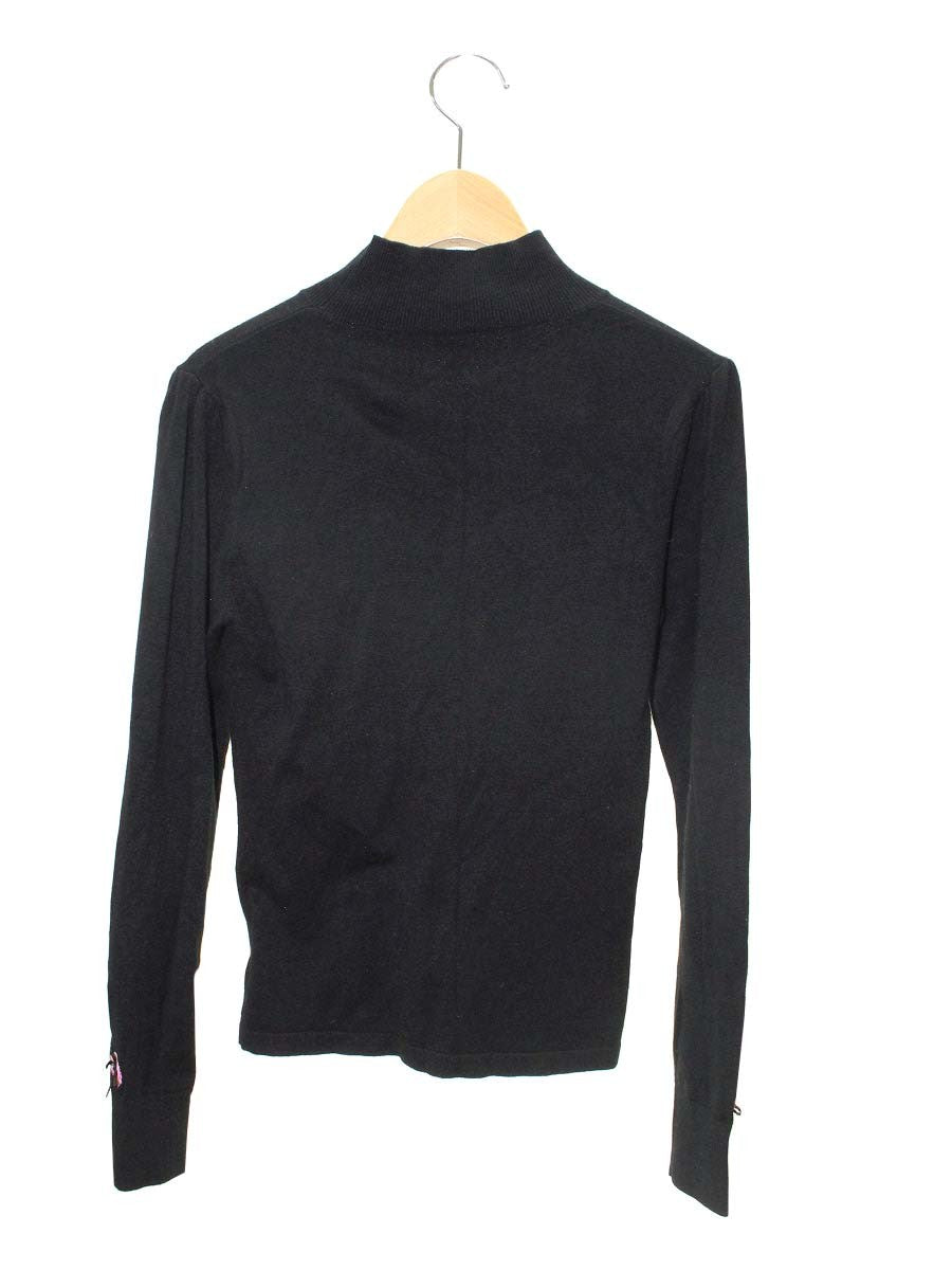 スーパービューティー ニット 38 ブラック フラワーモチーフ 刺繍 ハイネック IT50UGO3R5W2