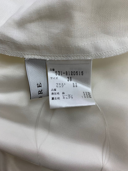 アドーア 531-8120515 スカート 38 ホワイト 麻 ウエストギャザー ITNOZJO6YK68 【SALE】