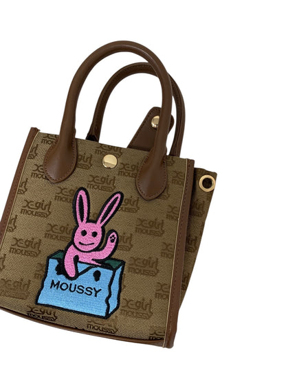 エックスガール MOUSSY コラボレート ショルダーバッグ ブラウン 総柄 ウサギ ITIM1KD026WM