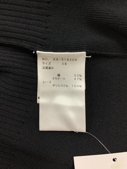 エムズグレイシー 518309 カーディガン 38 ブラック ジップアップ レース IT0HMSH2CKWH