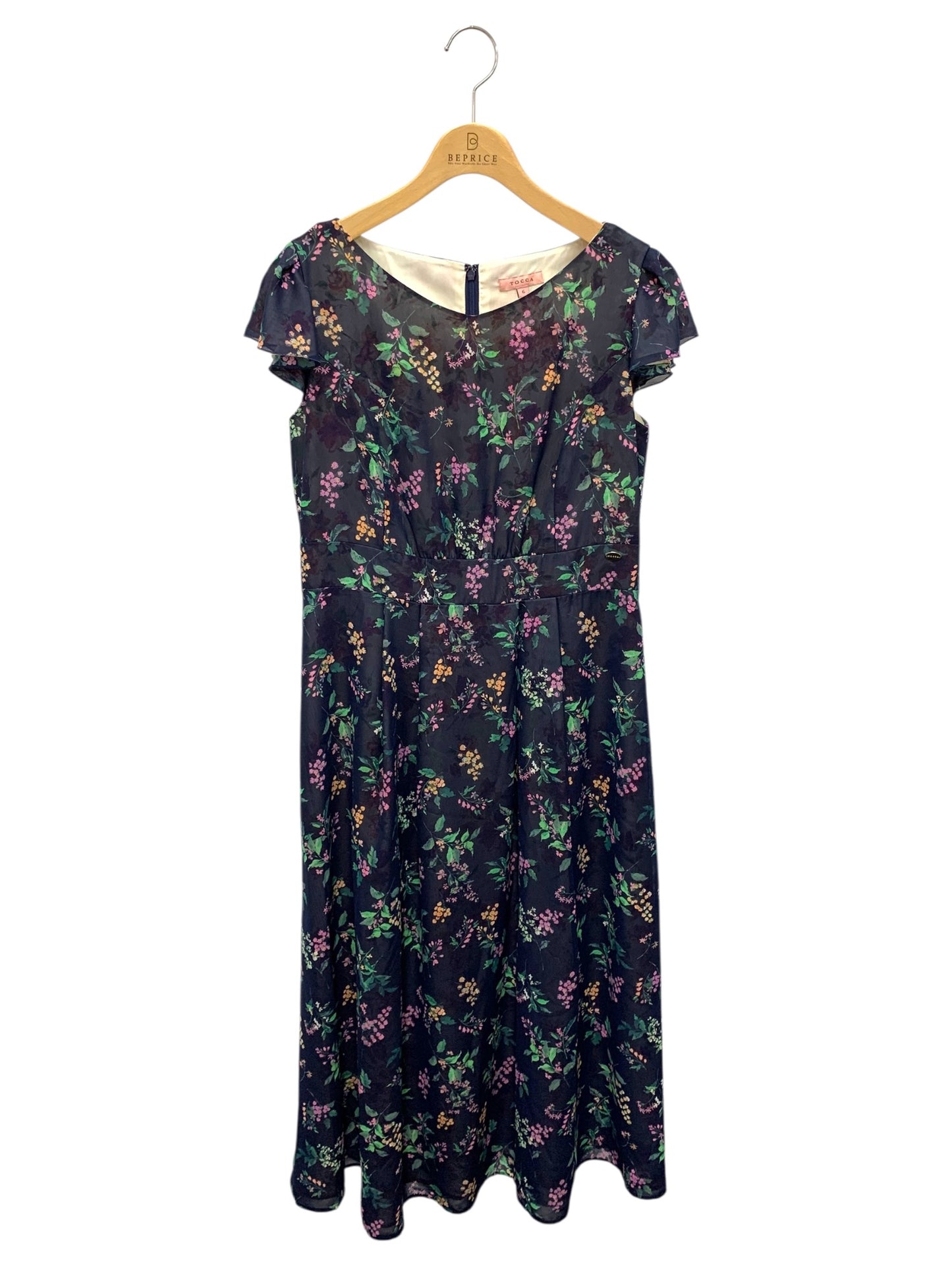 トッカ WATERCOLOR HARMONY ウォーターカラー ハーモニー OPTONX0420 ワンピース 6 ネイビー フラワープリント ITDFAPYBXYWC