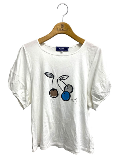 エムズグレイシー CherryCut sew 815315 Tシャツ カットソー 38 ホワイト チェリー スパンコール ITNE91HH9IS6