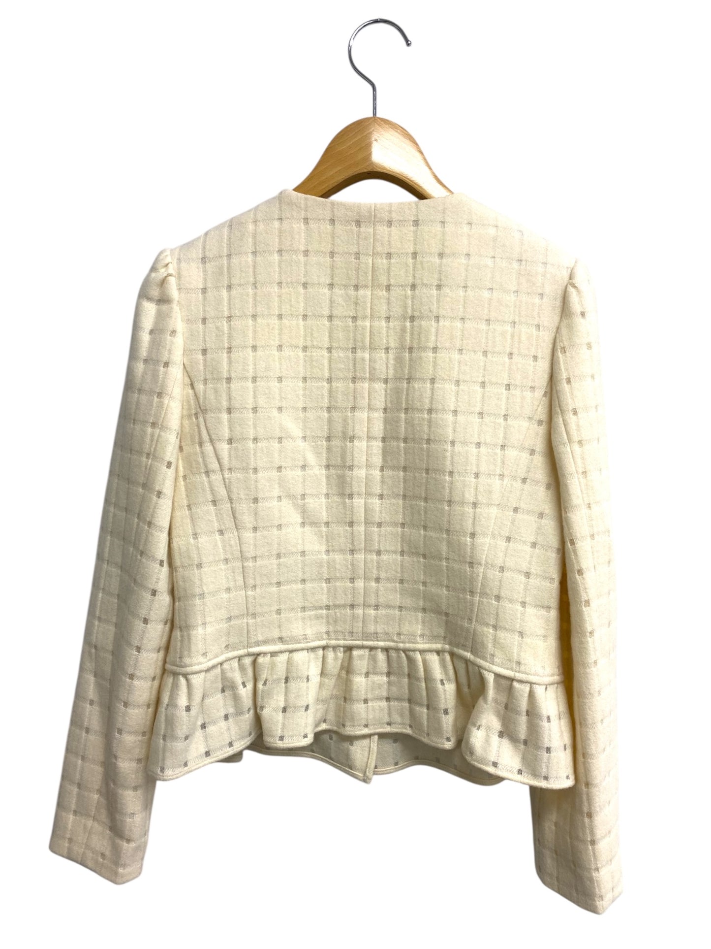 エムズグレイシー 524516 ジャケット 38 アイボリー パール リボン ウール IT6BX3RZXS2W 【SALE】