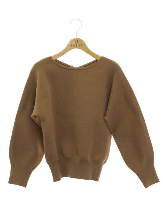 エムズグレイシー 018539 ニット セーター 38 ブラウン バックリボン ボタン ITHVE3MZJ7KI