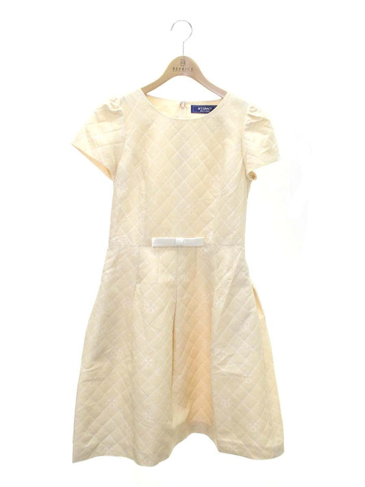 エムズグレイシー 011505 ワンピース 38 ベージュ フラワーモチーフ キルティング IT93I7MED3UO