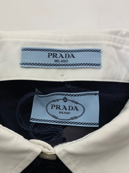 プラダ PRADA 襟取り外し 2WAY ニット 44 ネイビー バージンウール 2024SS ITAFW3NSWMRC