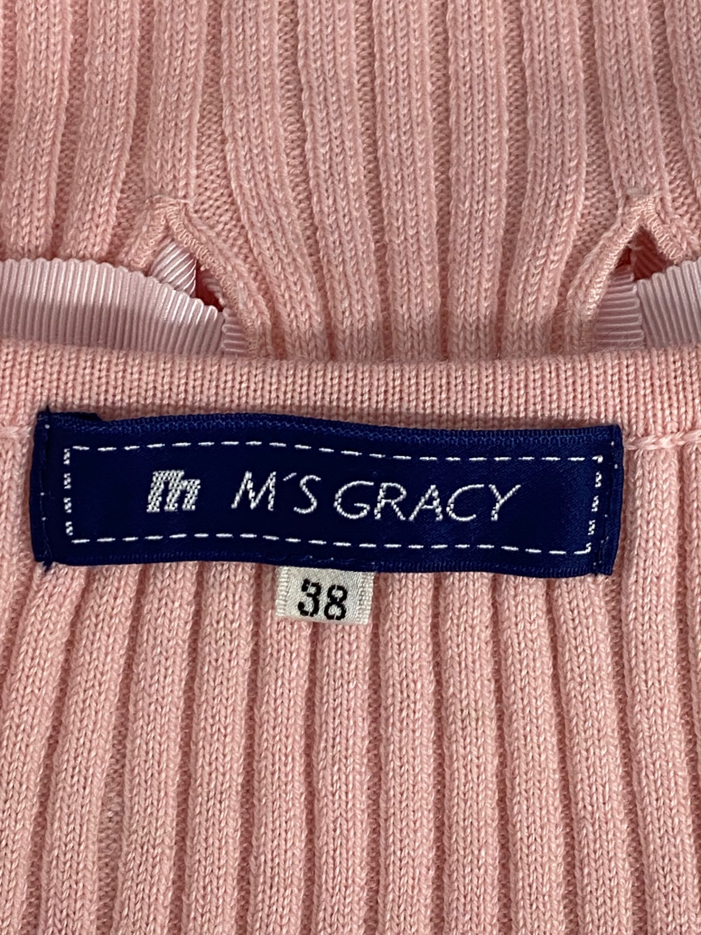 エムズグレイシー 528573 ニット セーター 38 ピンク リブ リボン ITJC4GX3THJB