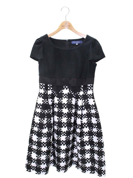 エムズグレイシー 621329 ワンピース 36 ブラック ウエストリボン ITX6HGMWLS1W